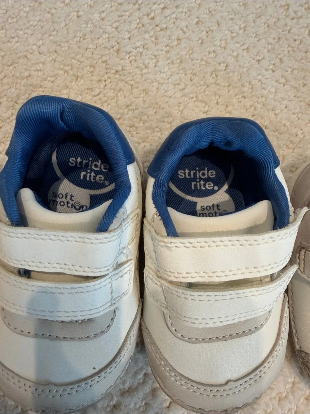 Stride Rite Kids White and Gray Velcro Walking Sneakers - Pair